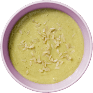 Verduras con merluza y guisantes + granitos de arroz